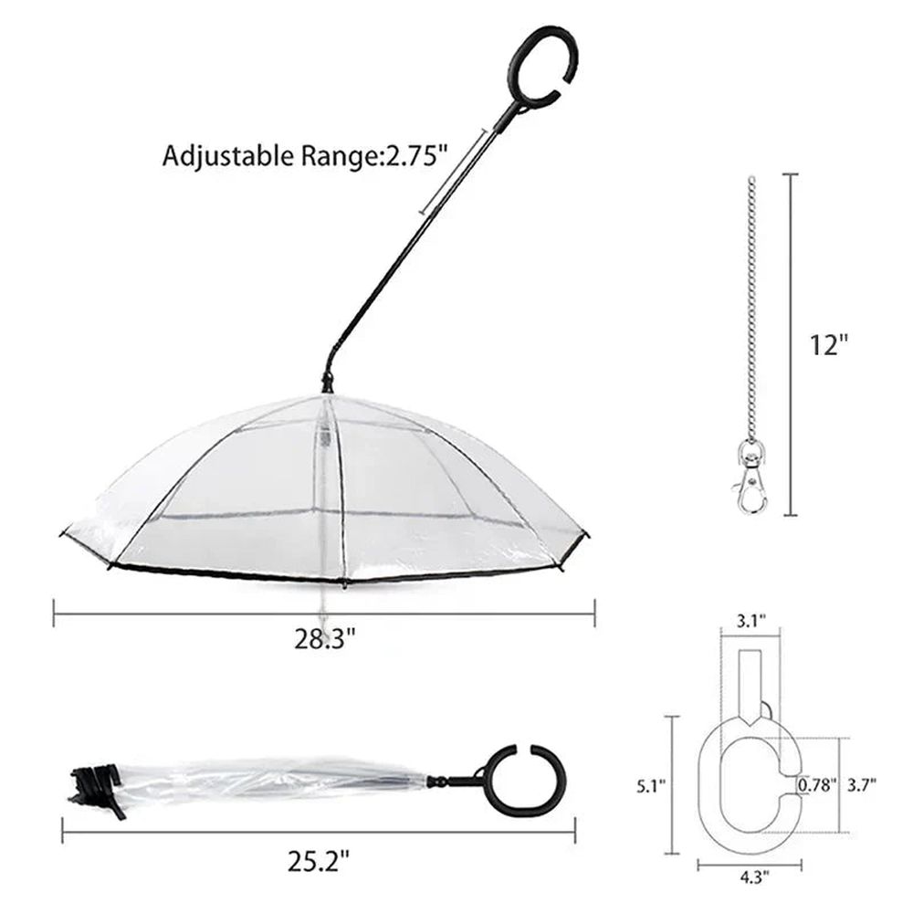 Clear Dog Umbrella with Built-In Leash — image 3