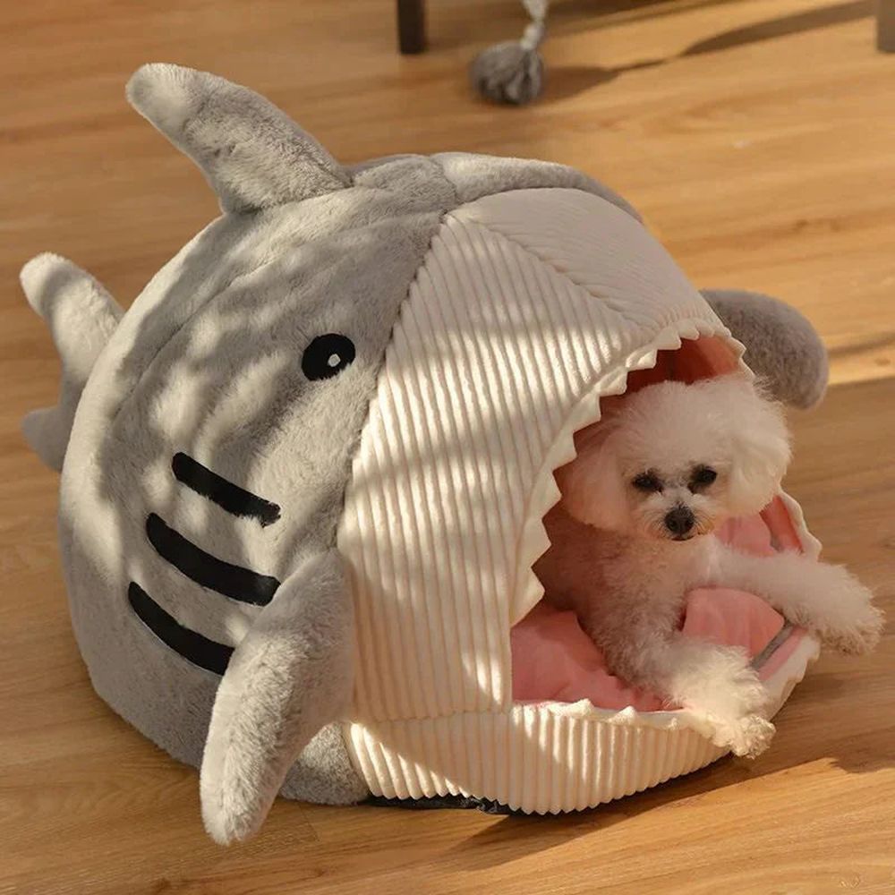 Plush Shark Cave Bed for Cats & Small Dogs — image 4