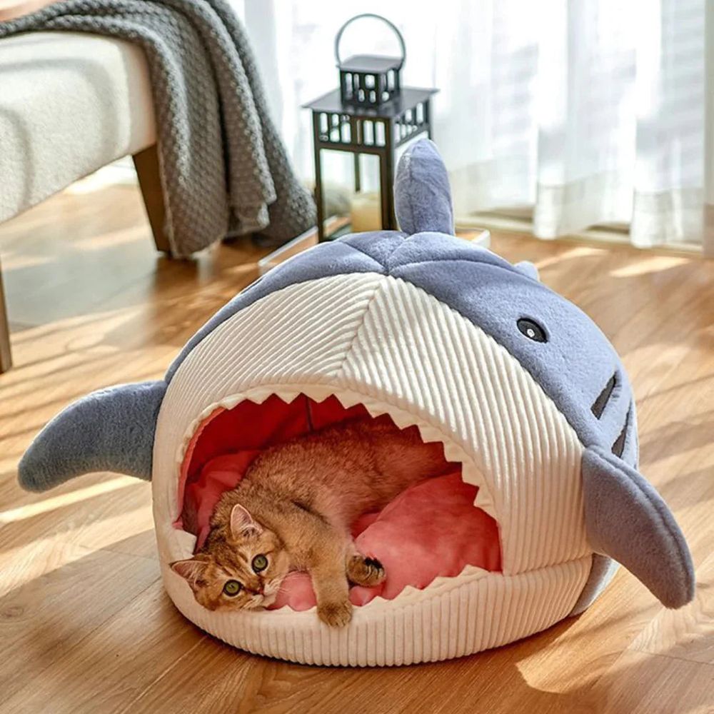 Plush Shark Cave Bed for Cats & Small Dogs — image 5