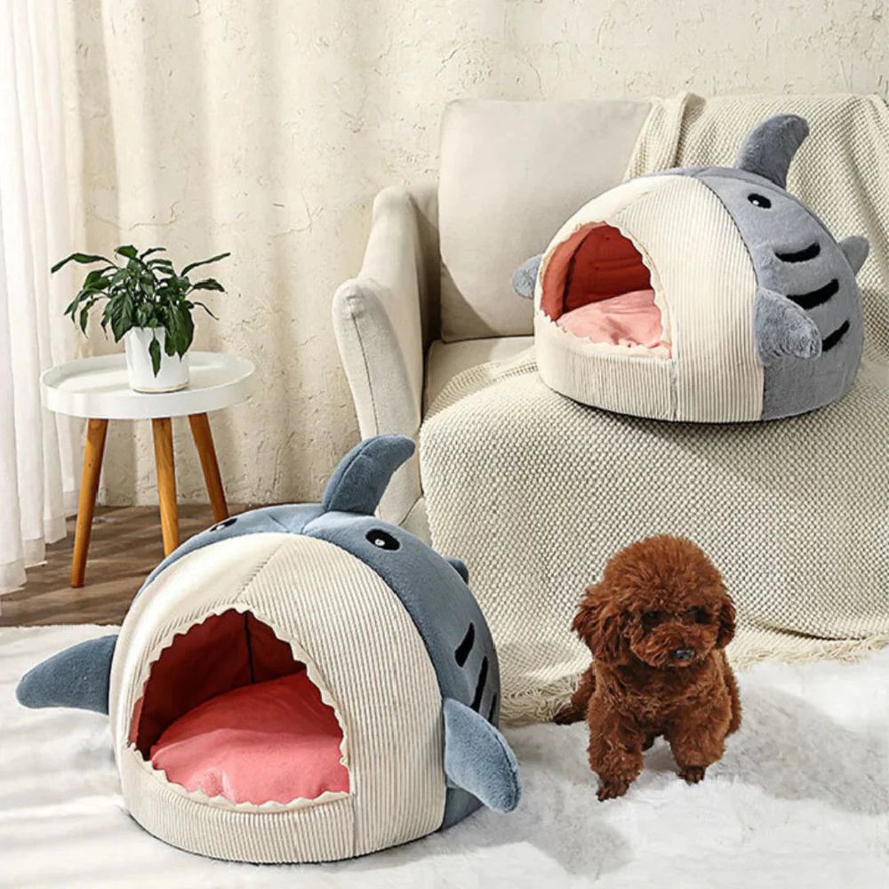 Plush Shark Cave Bed for Cats & Small Dogs — image 6